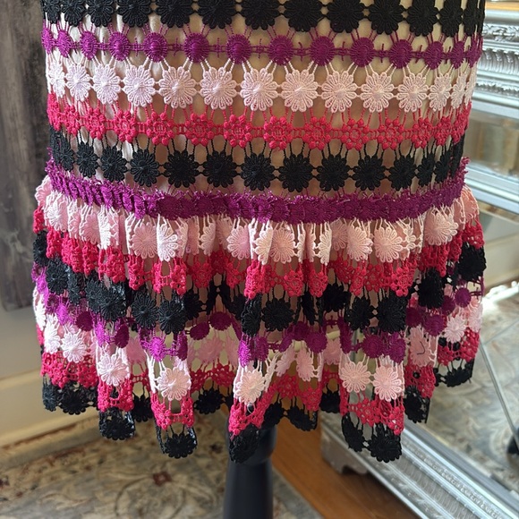 AIJEK designer purple pink black crochet fall wedding guest dress XS 0 1 2 - Picture 3 of 7